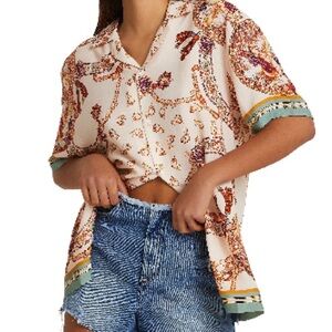 River Island Scarf Print (Versace Style) Oversized Blouse Shirt Women’s Size S